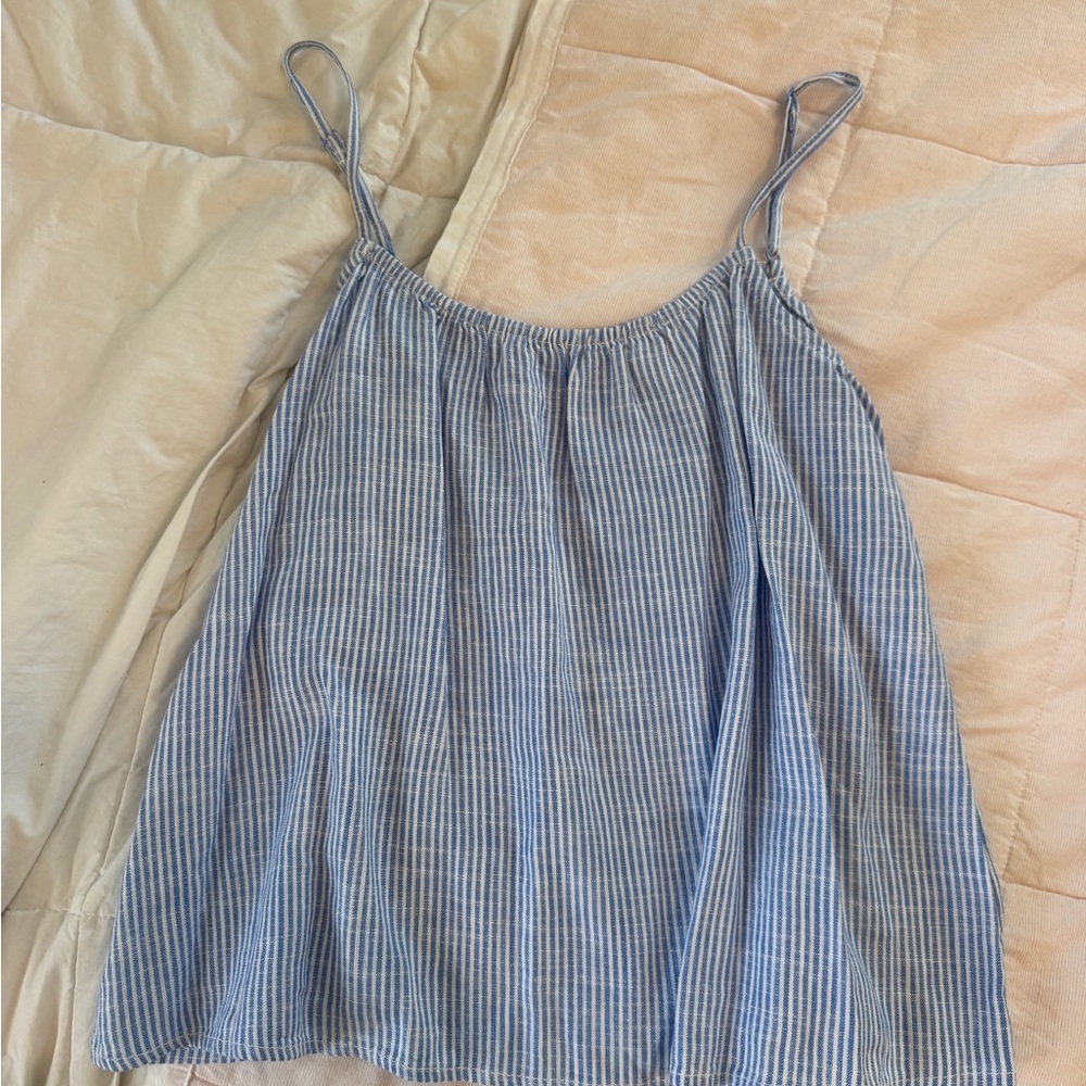 H&M Blue and White Striped Spaghetti Strap Camisole